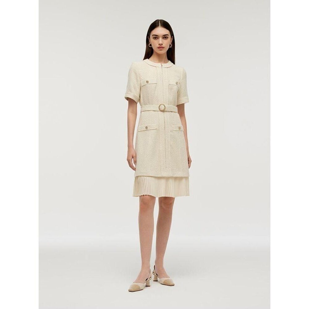 Goelia Wool Blend Tweed Boucle Belted Women’s Dress Size 8/10